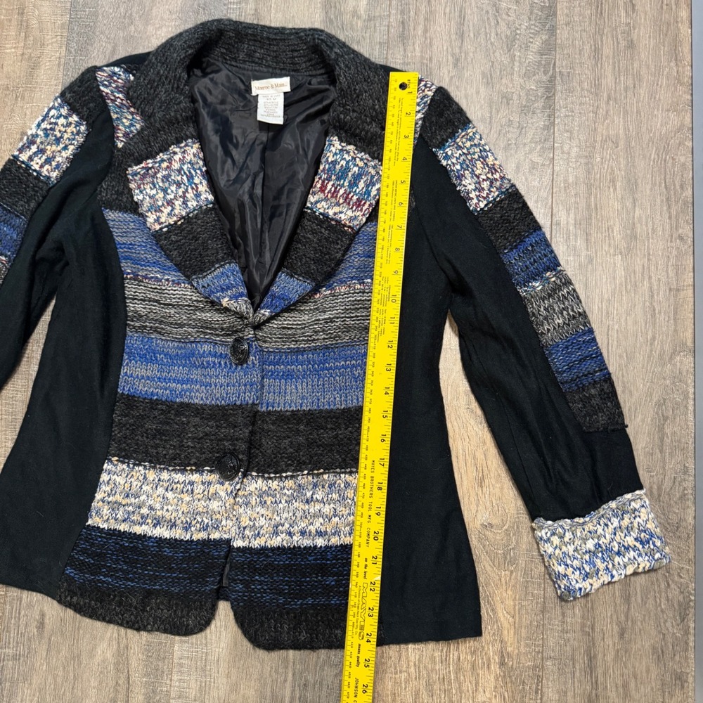 Monroe & Main Knit Patchwork Blazer Jacket Medium Lagenlook Artsy Art to Wear - Picture 5 of 6